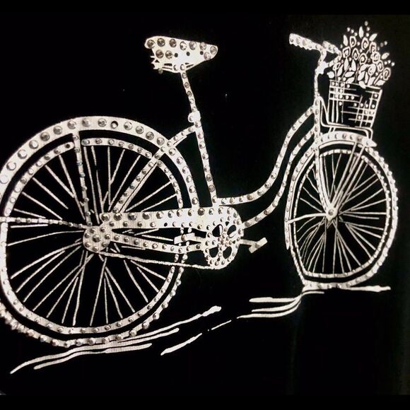 Karen Scott Black 3/4 Length Slv Bedazzled Shirt - Picture 2 of 4